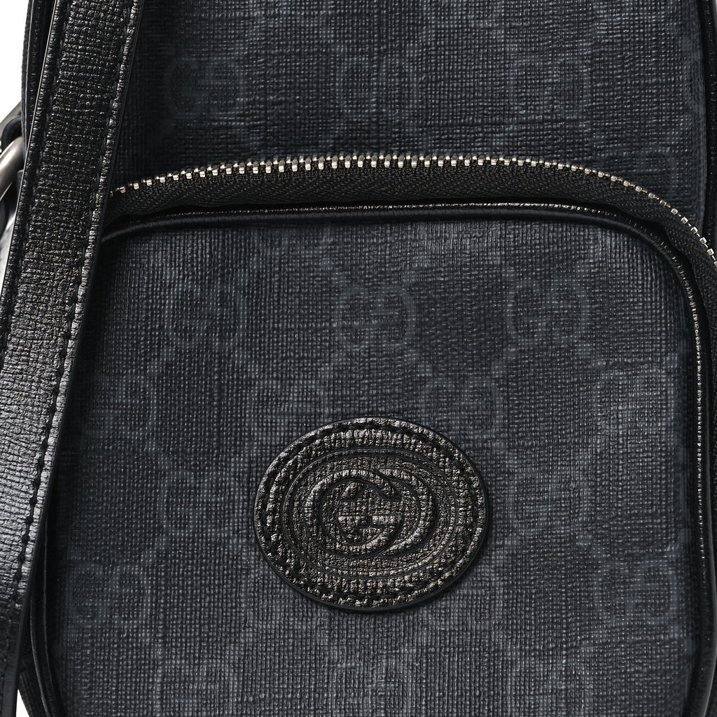 GG Supreme Monogram Azalea Calfskin Mini Retro Interlocking G Bag Black