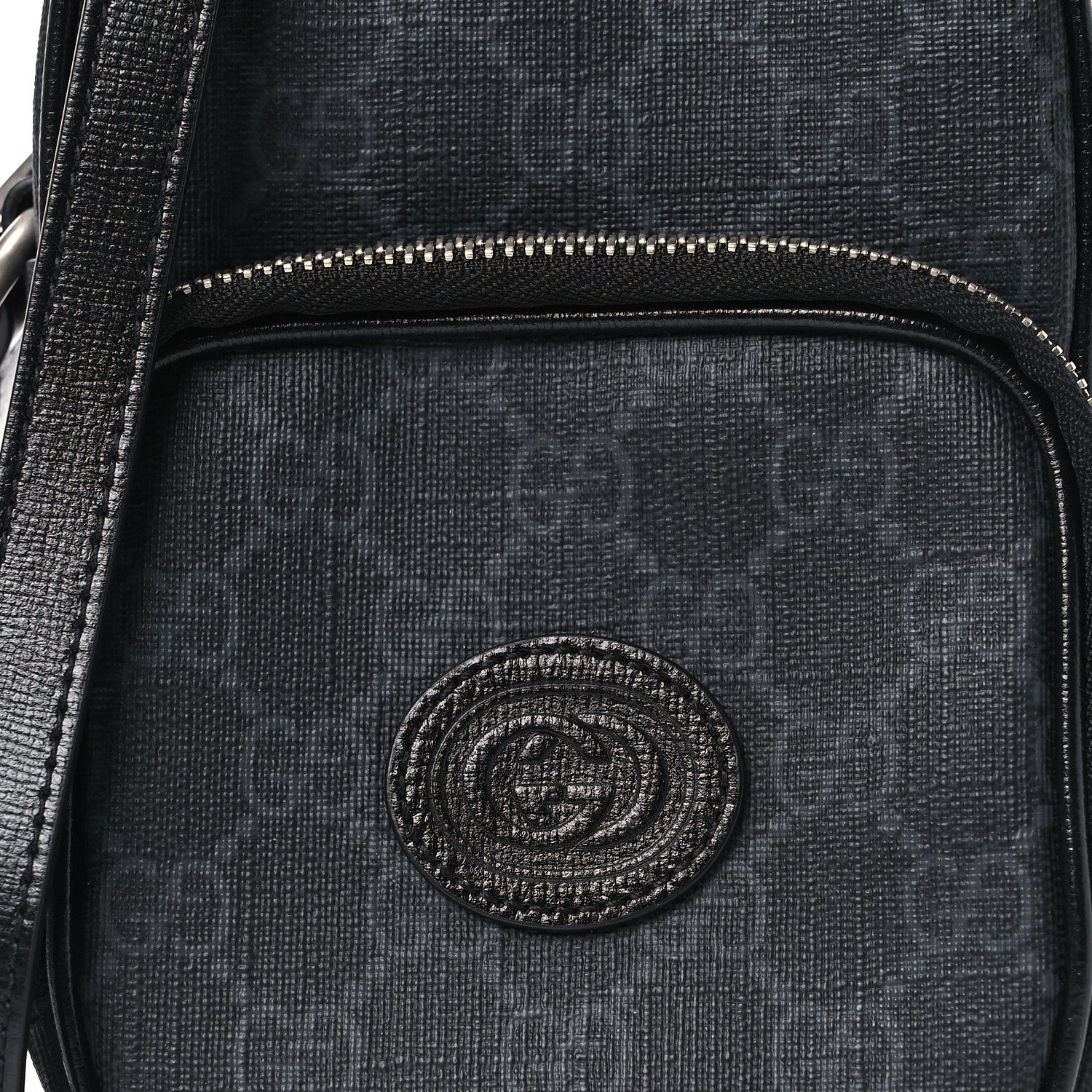 GG Supreme Monogram Azalea Calfskin Mini Retro Interlocking G Bag Black