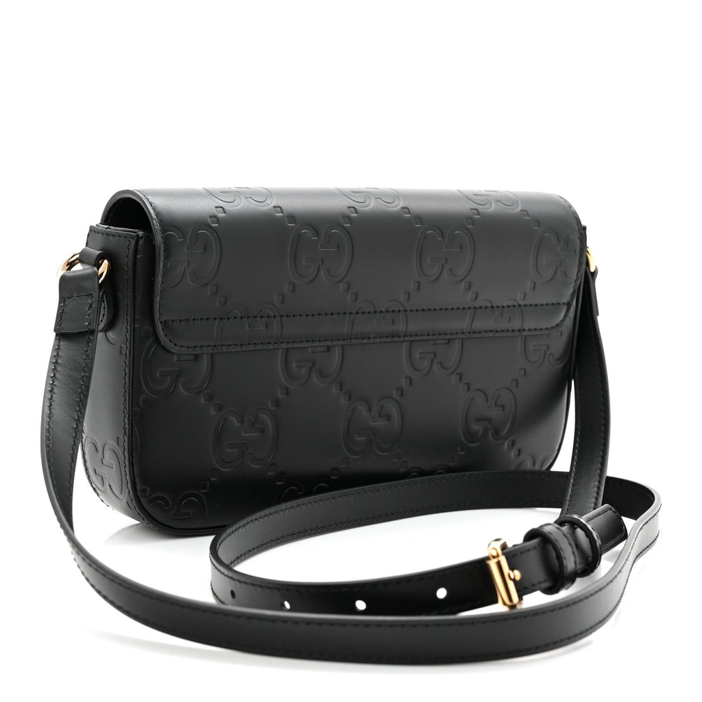 Gilbert Calfskin GG Super Mini Shoulder Bag Black
