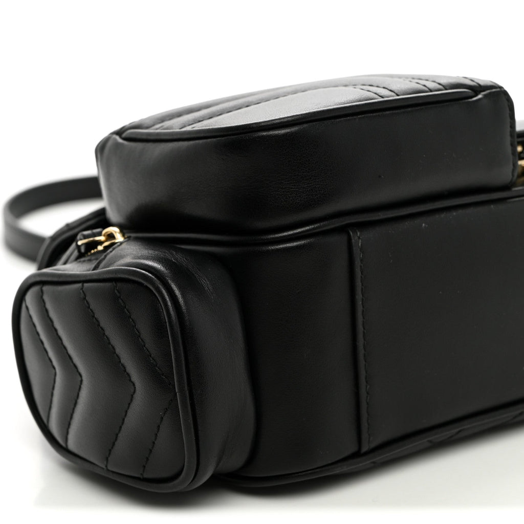 Calfskin Matelasse Small GG Marmont Multi Pocket Shoulder Bag Black