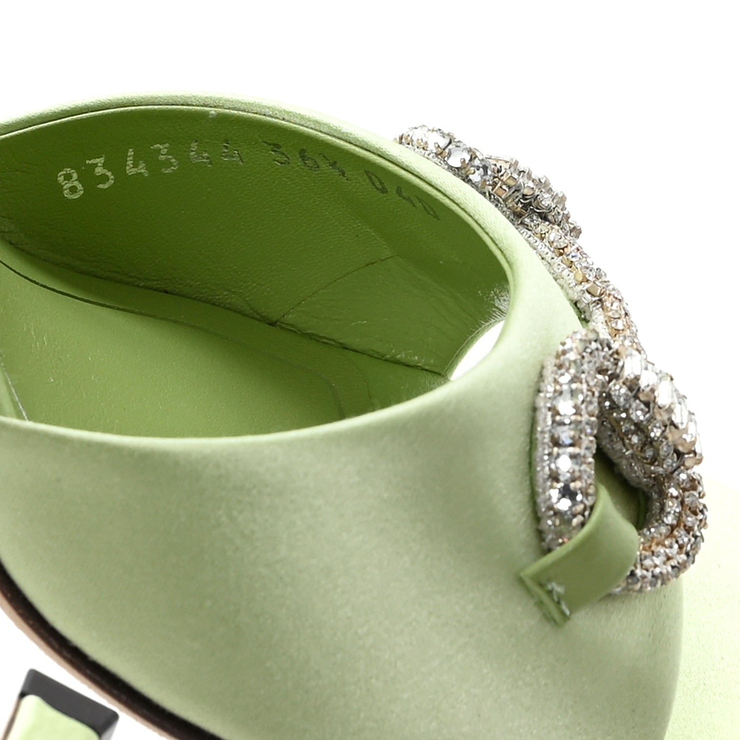 Satin Crystal Horsebit Sandal Pumps 36.5