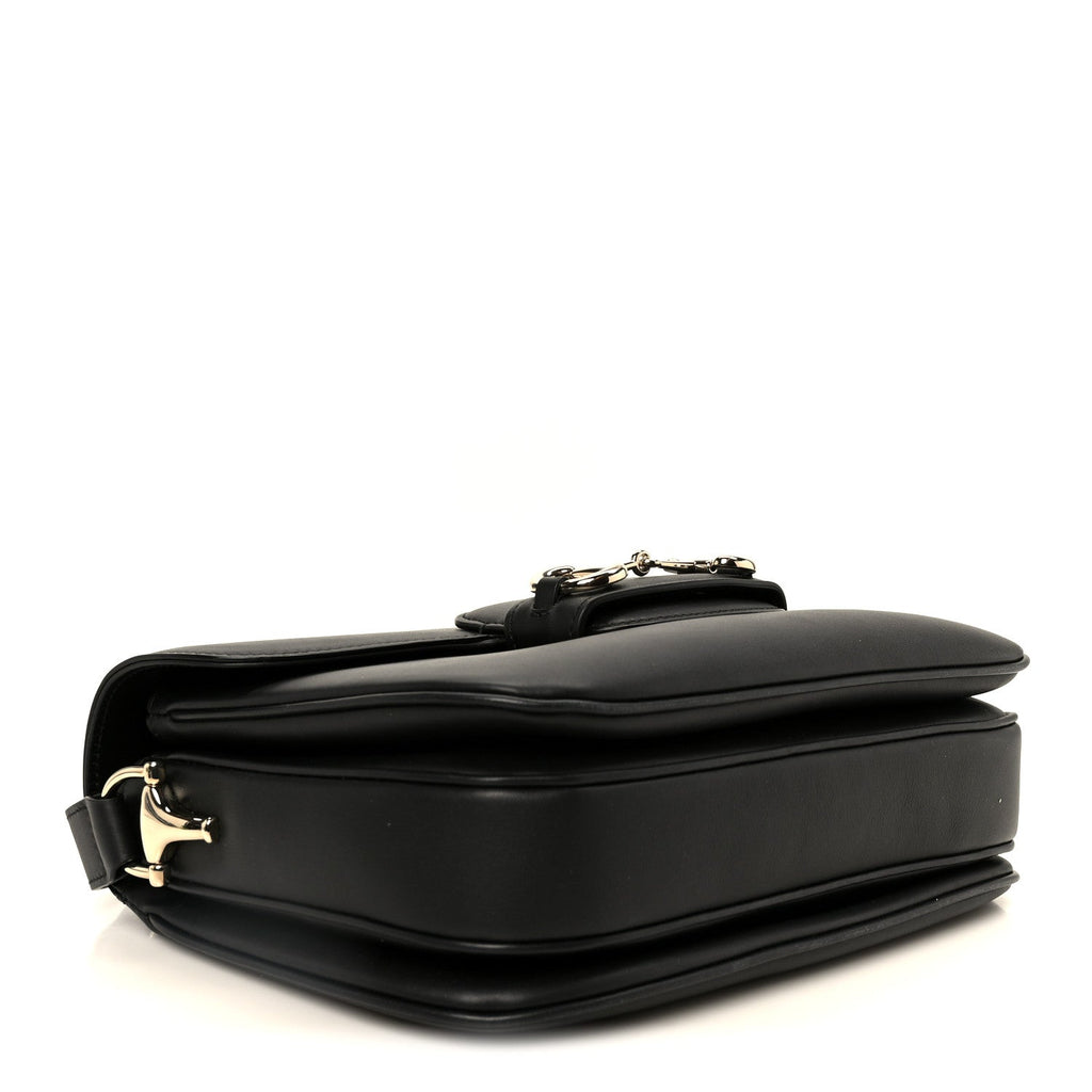 Arabella Calfskin Horsebit 1955 Soft Small Shoulder Bag Black