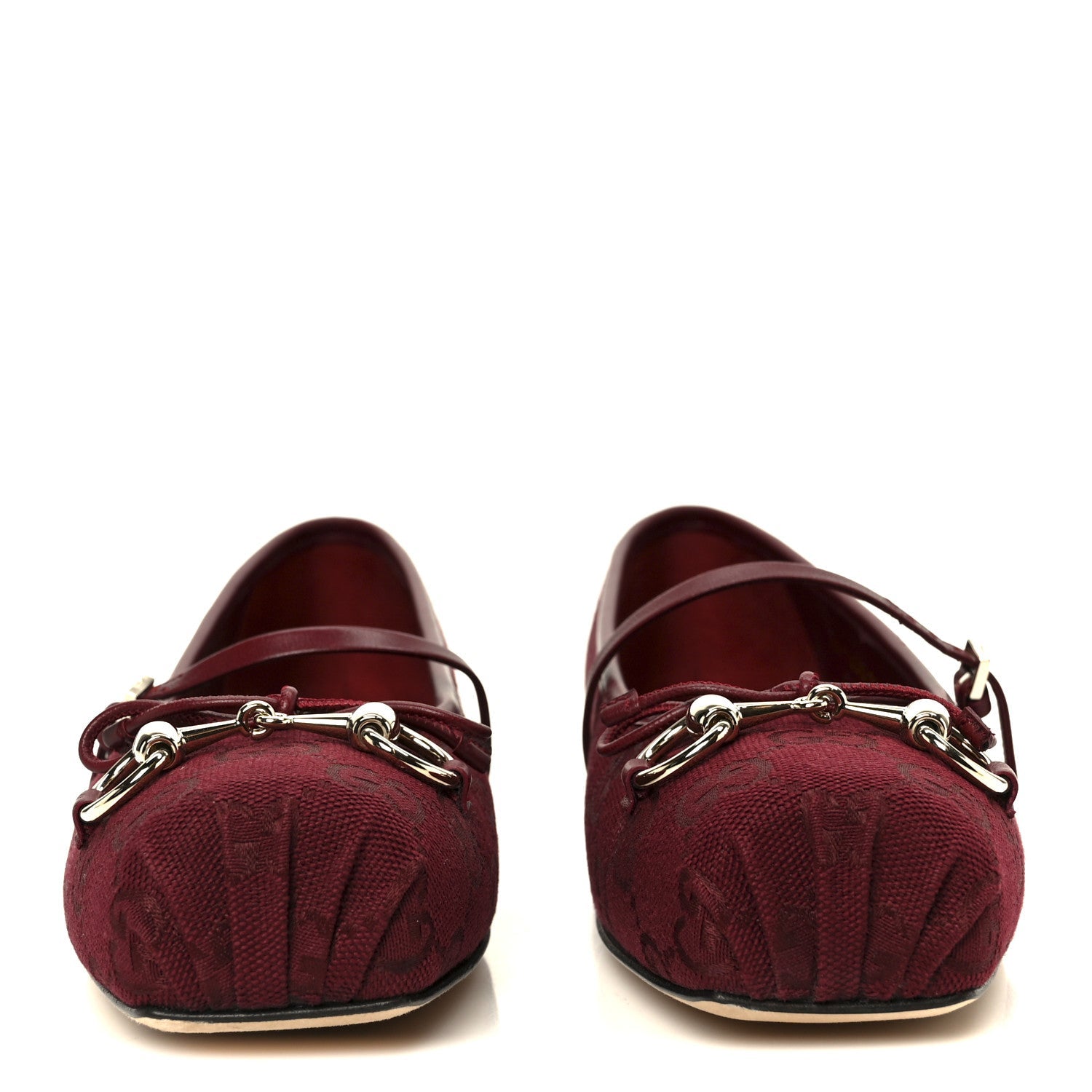 GG Monogram Horsebit Ballet Flats 37.5 Rosso Ancora