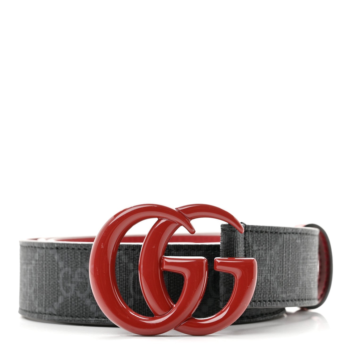 GG Supreme Enamel Double G 30mm Belt 85 34 Black New Cherry Red
