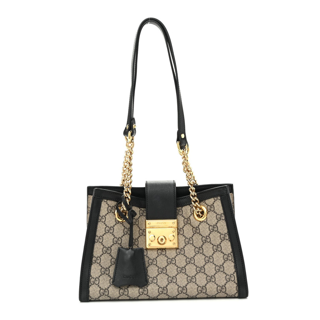 GG Supreme Monogram Small Padlock Tote Black