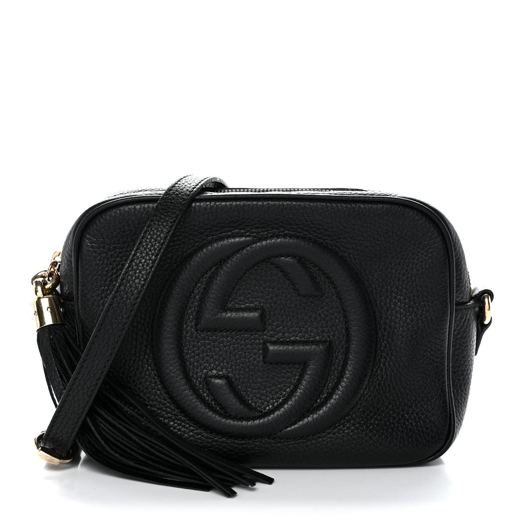 Pebbled Calfskin Small Soho Disco Bag Black