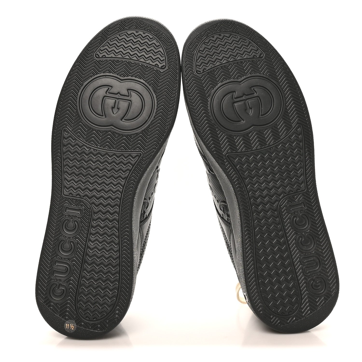 Calfskin GG Tennis Embossed Perforated Mens Interlocking G 55mm Sneakers 11.5 Black