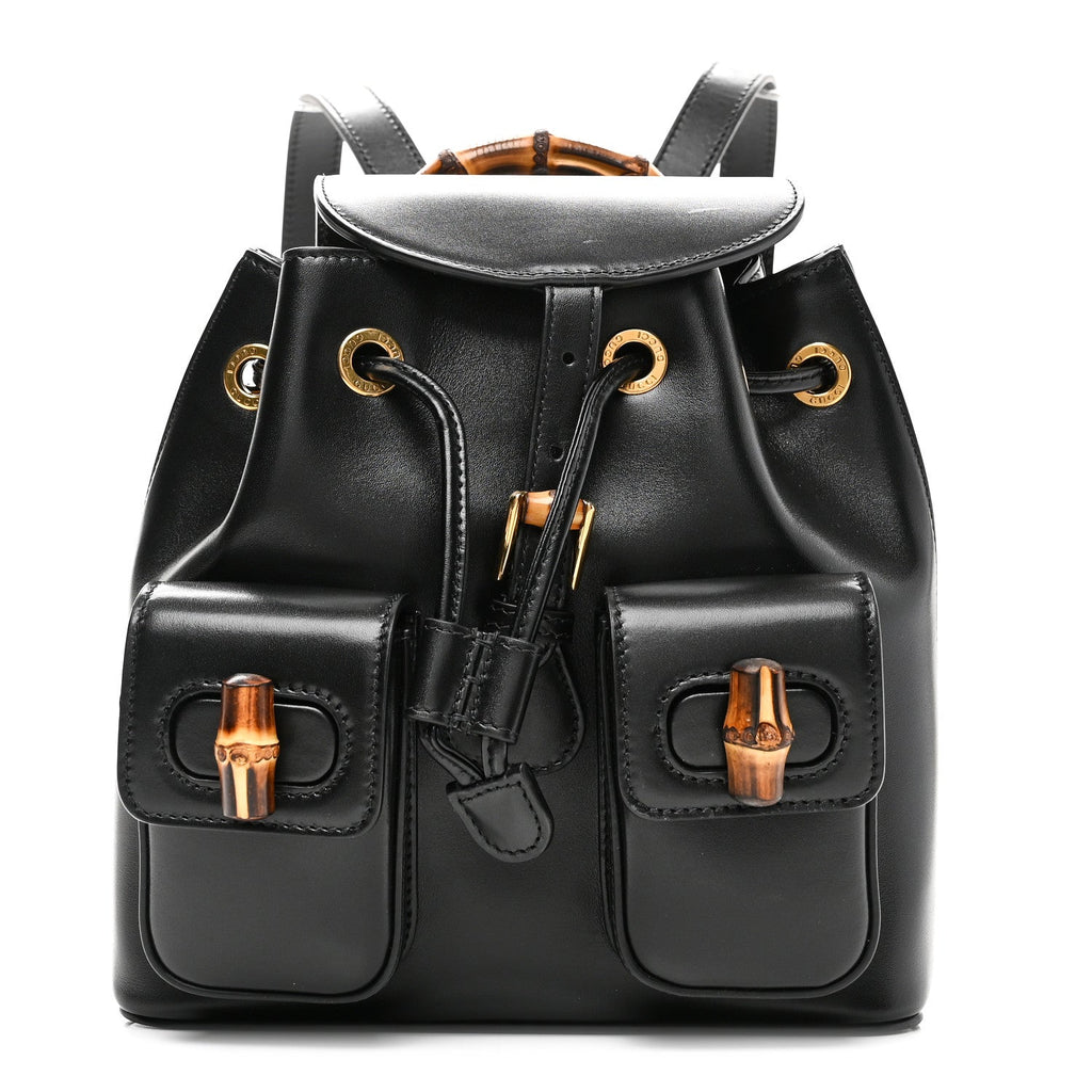 Calfskin Bamboo Backpack Black