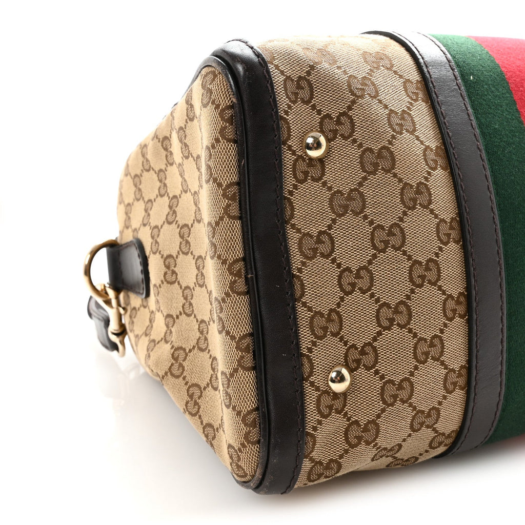 Monogram Selleria Calfskin Vintage Web Medium Boston Beige Ebony Cocoa