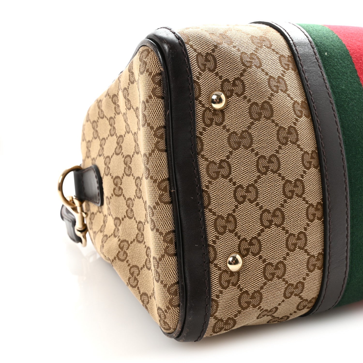 Monogram Selleria Calfskin Vintage Web Medium Boston Beige Ebony Cocoa
