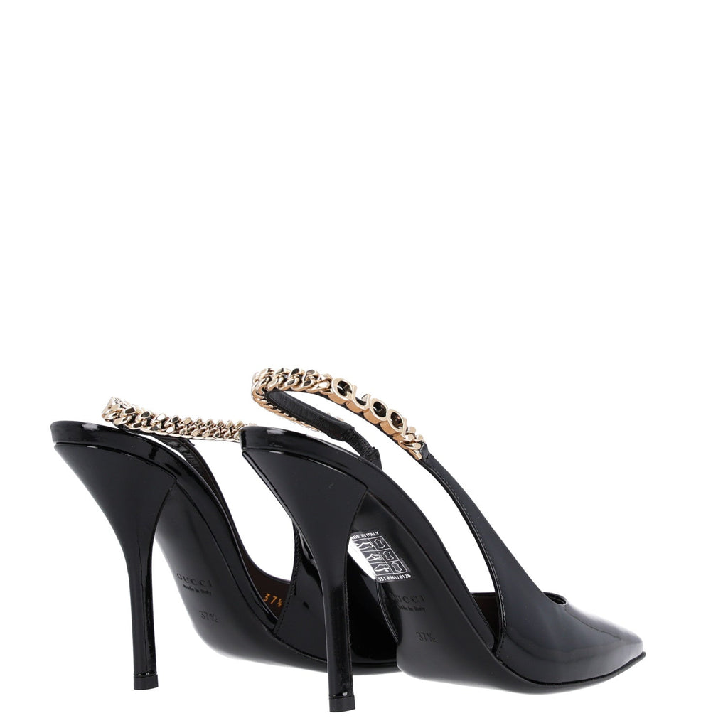 Vernice Crystal Nappa Charlotte Signoria Slingback Pumps 37.5 Black