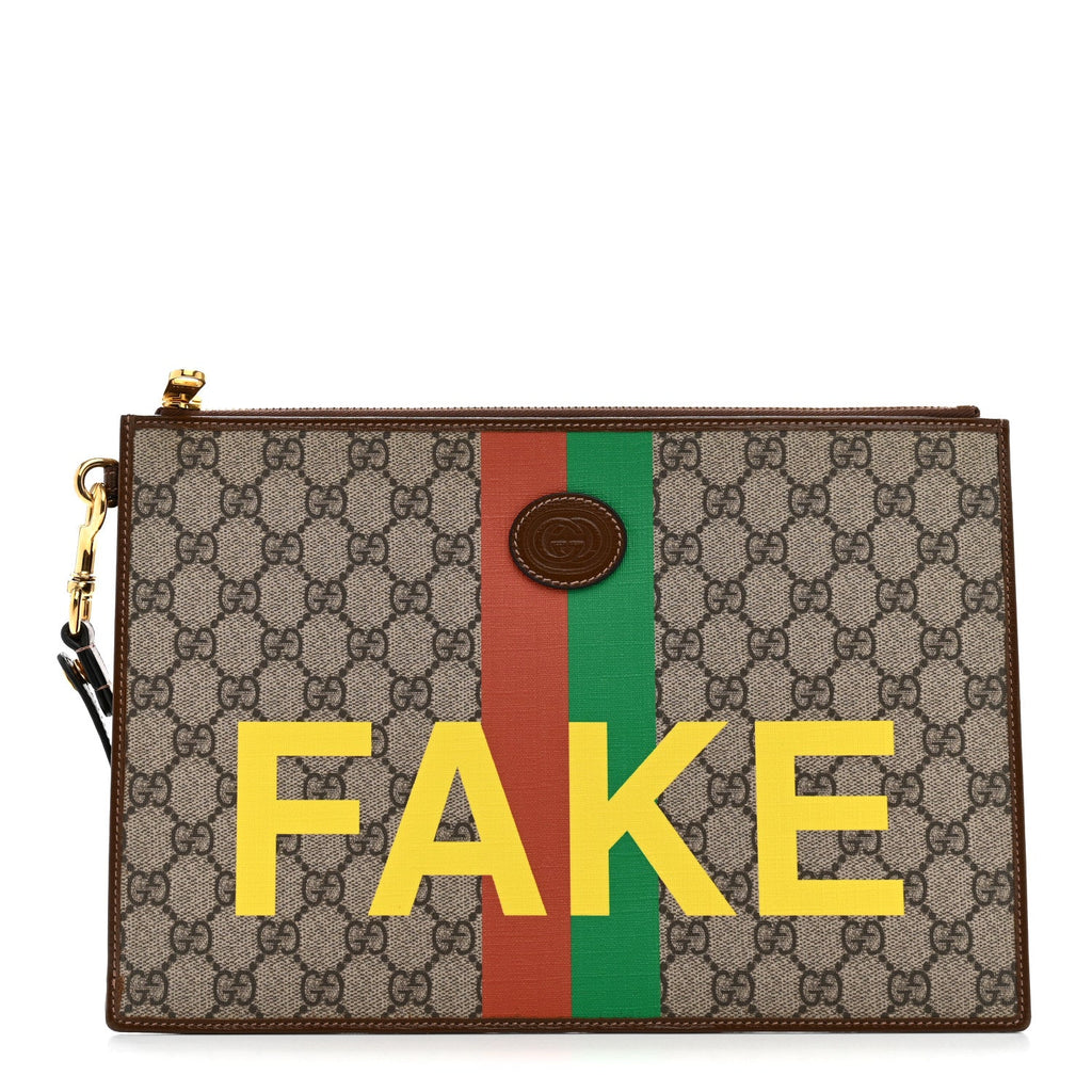 GG Supreme Monogram Fake/Not Interlocking G Documents Holder Beige Brown Sugar
