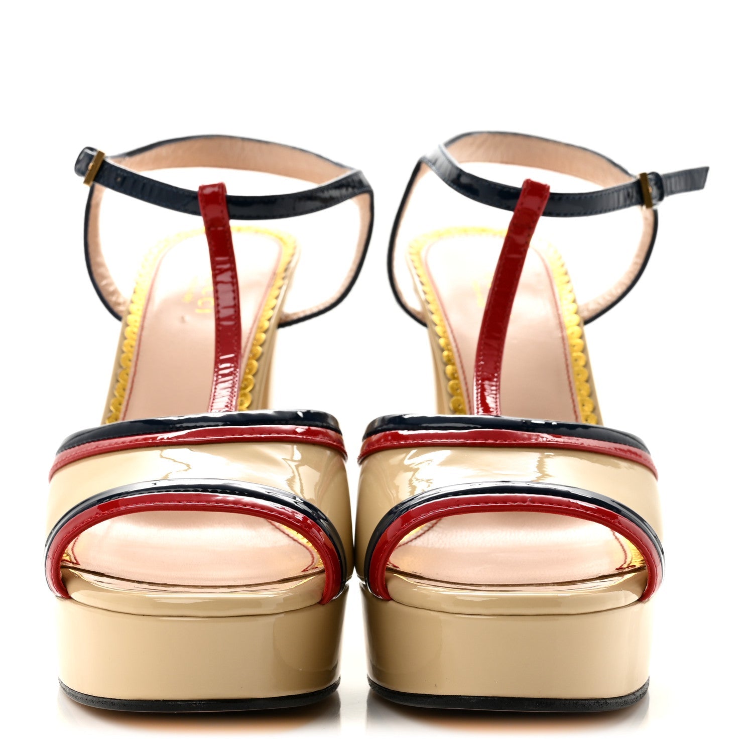Patent Millie Platform Ankle Strap Sandals 39 Red Blue Agata Sandstorm