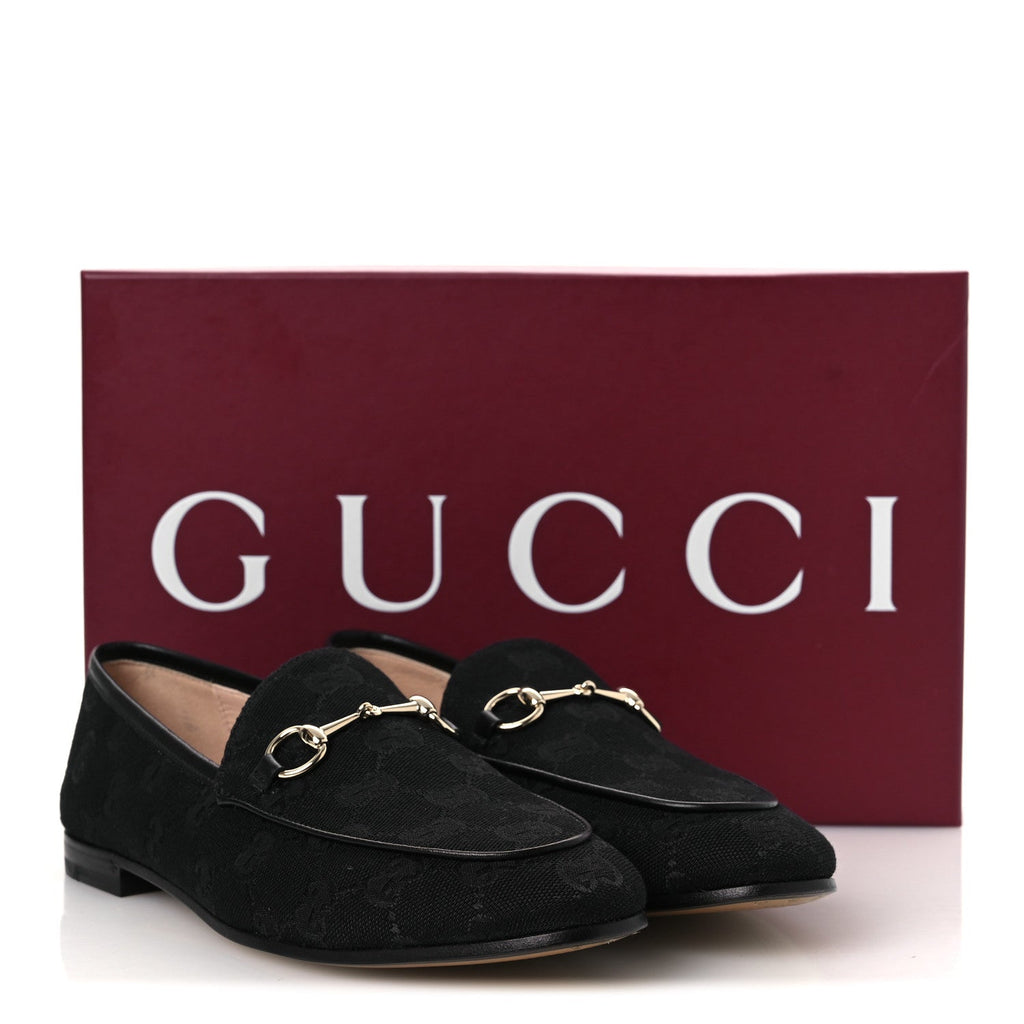 Monogram Jumbo GG Malaga Kid Horsebit Womens Jordaan Loafers 38 Black