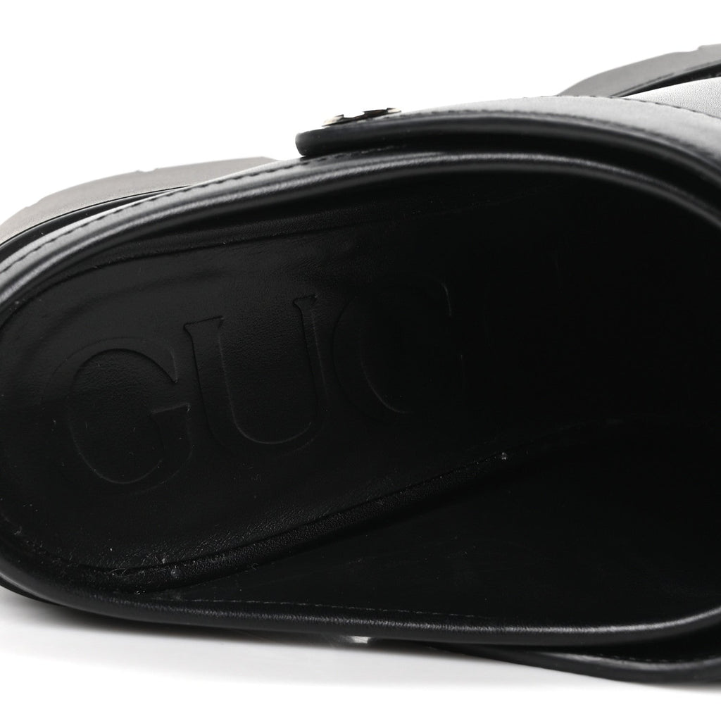 Real Betis Glamour Calfskin Horsebit Platform Mules 37 Black