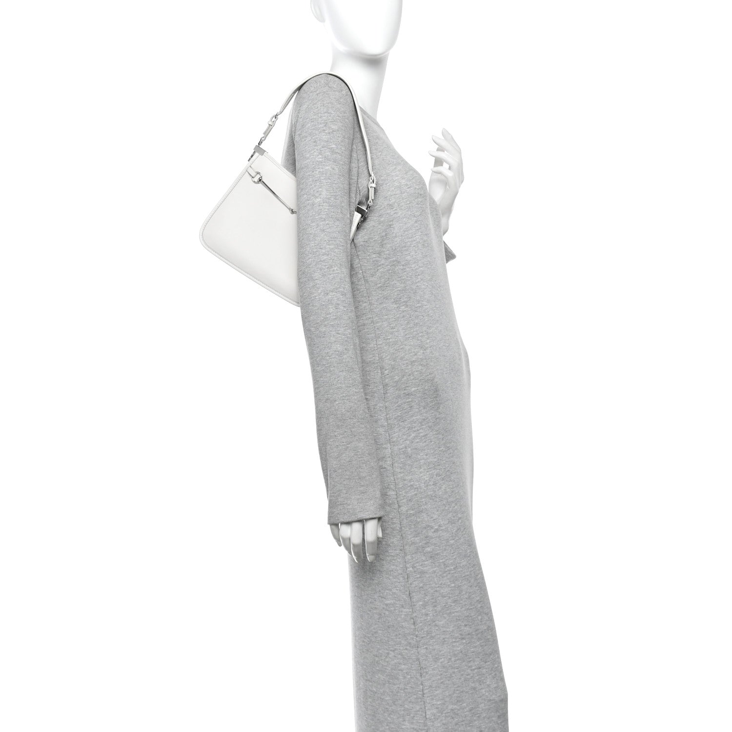 Calfskin Horsebit Slim Shoulder Bag White