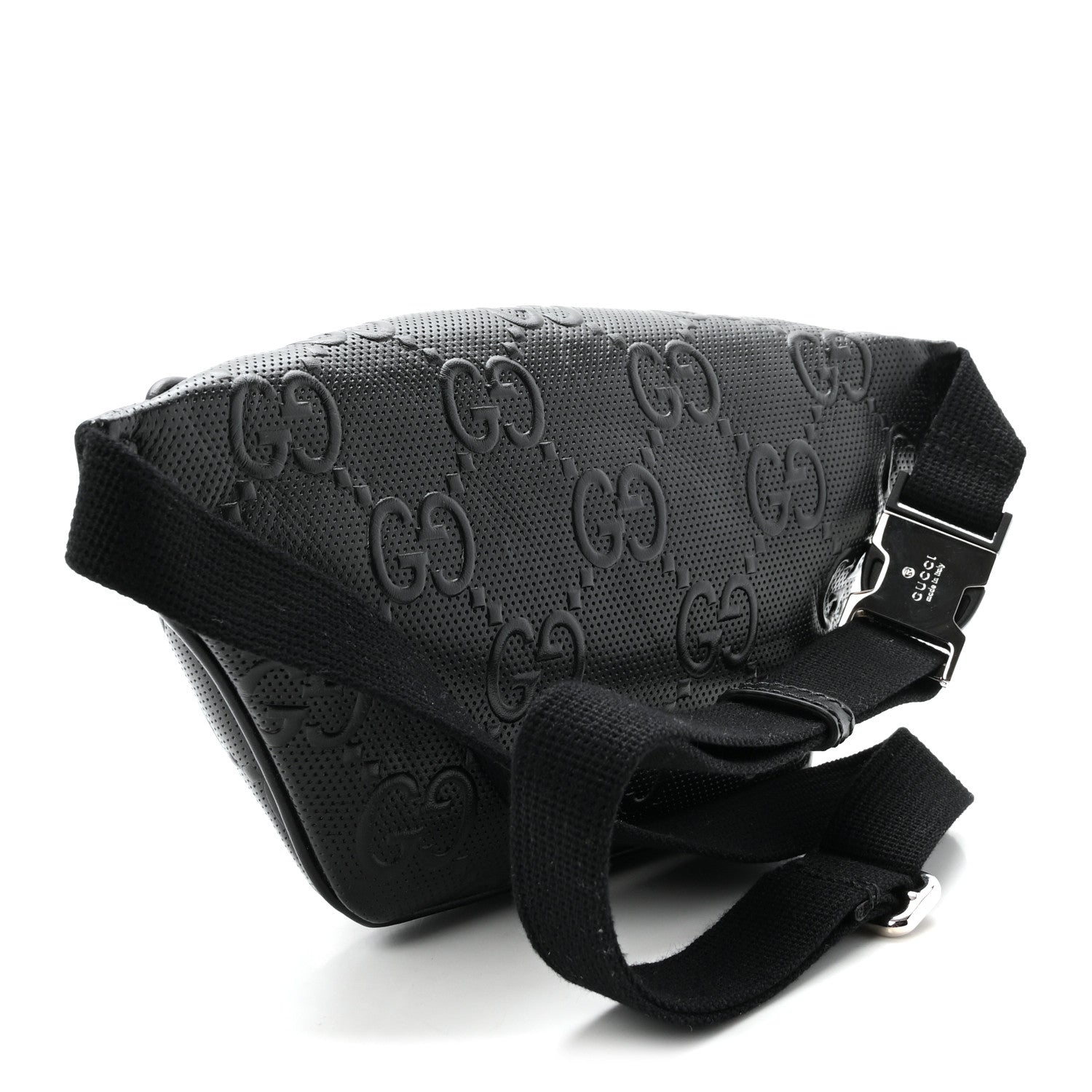 Calfskin GG Tennis Embossed Belt Bag Black
