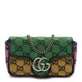 Monogram Multicolor Matelasse Diagonal Super Mini GG Marmont Shoulder Bag Green Blue Yellow Light Blue Pink