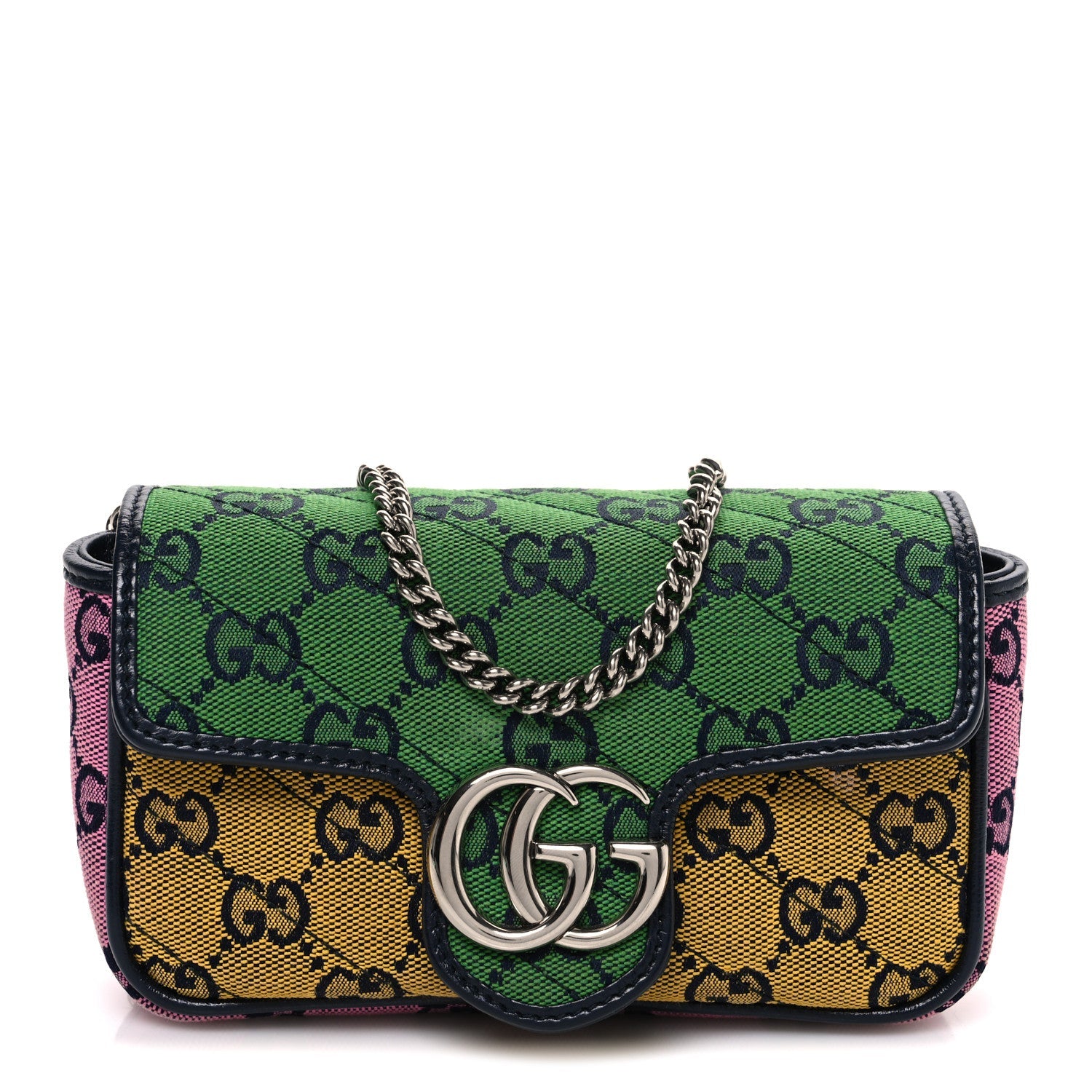 Monogram Multicolor Matelasse Diagonal Super Mini GG Marmont Shoulder Bag Green Blue Yellow Light Blue Pink