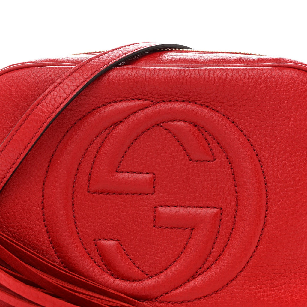Pebbled Calfskin Small Soho Disco Bag Vibrant Red