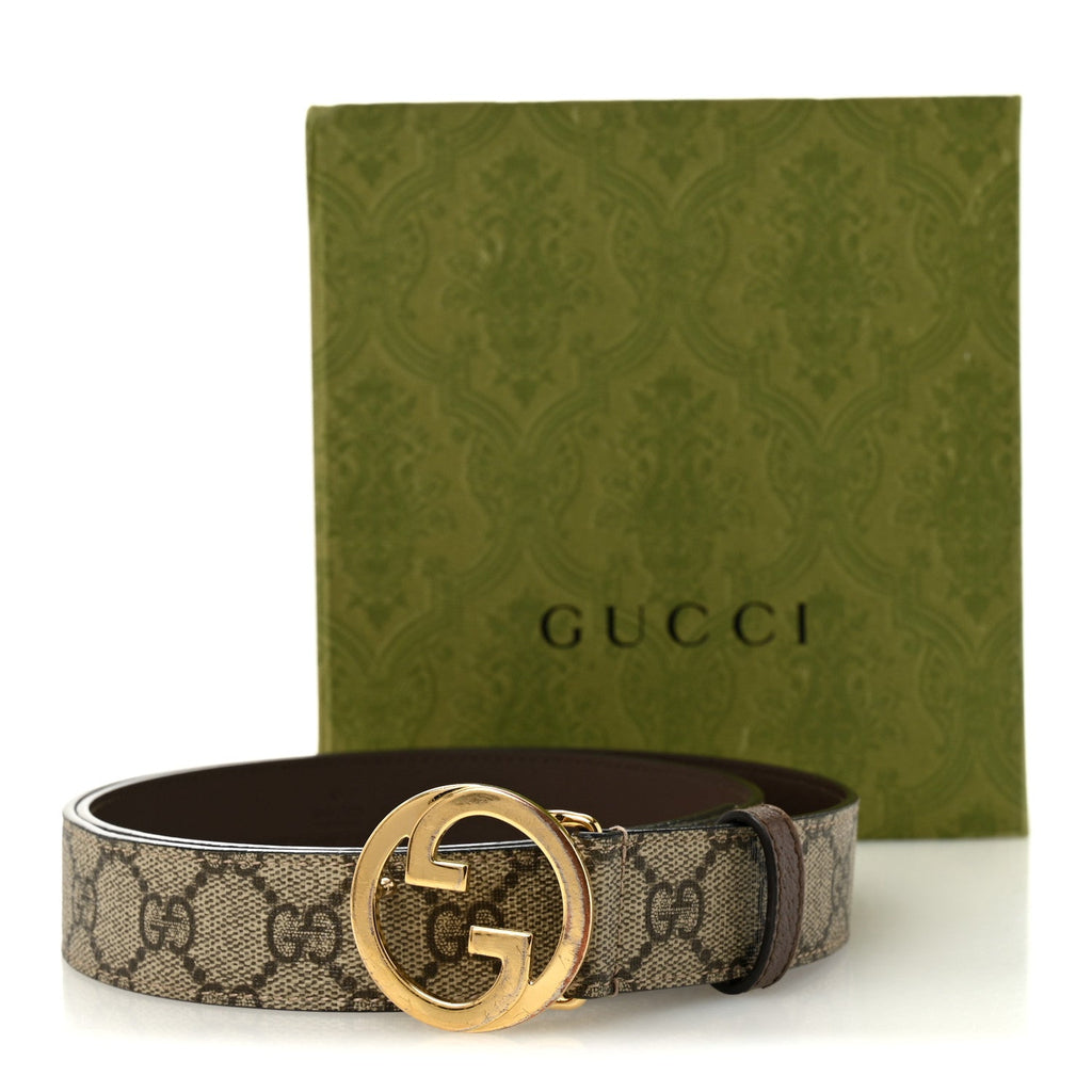GG Supreme Monogram Textured Dollar Calfskin Blondie 30mm Belt 95 38 Beige Ebony New Acero