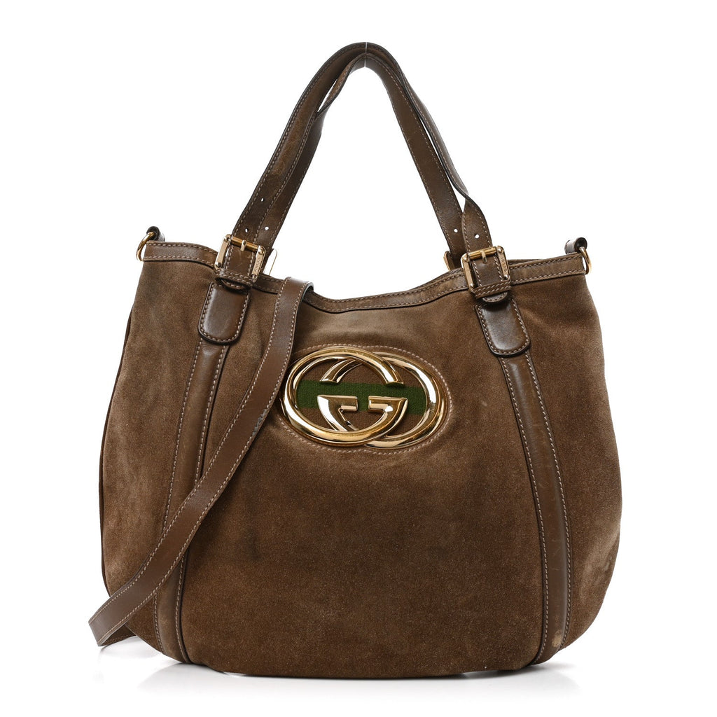 Suede Medium Britt Tote Brown