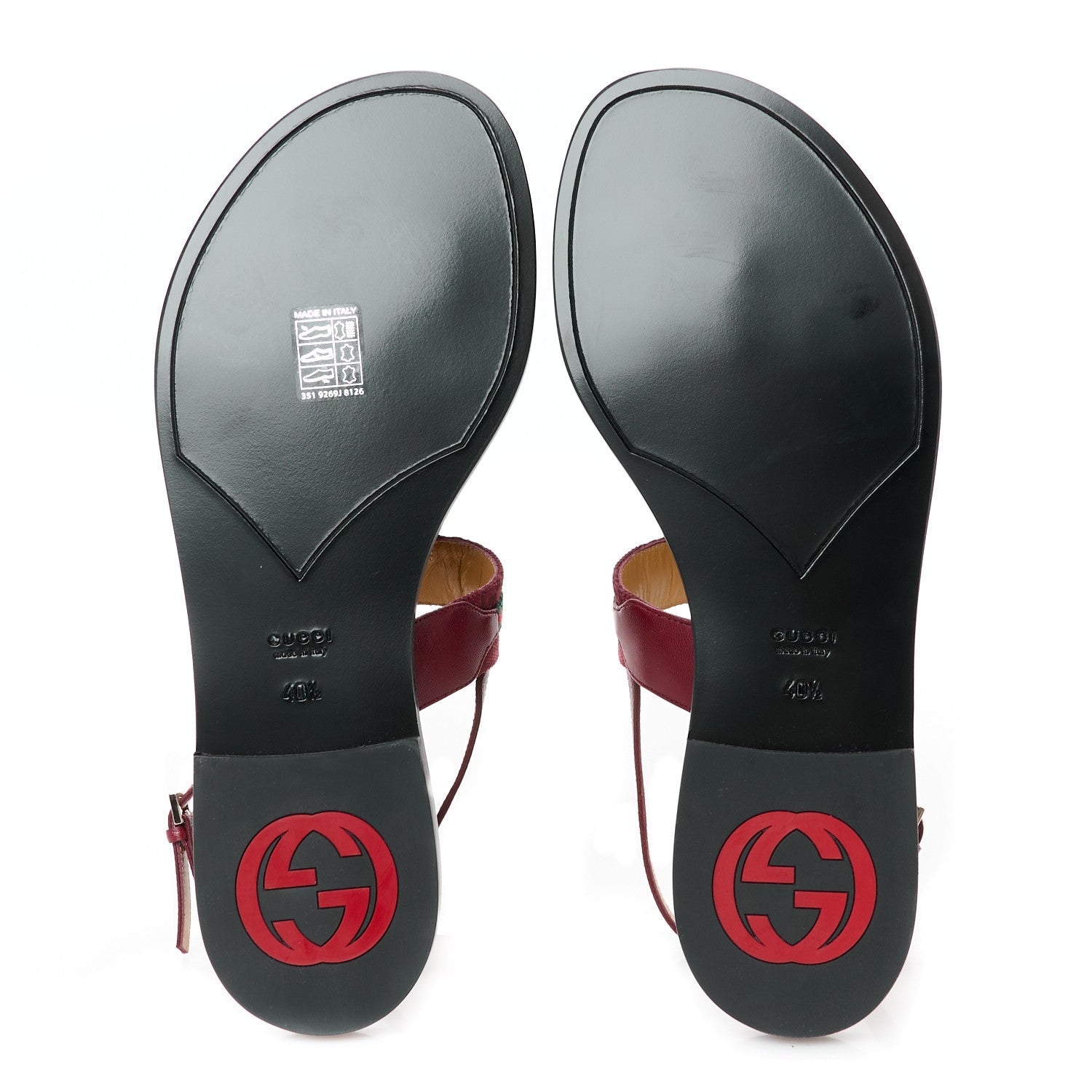 New Canvas GG Malaga Kid Web Interlocking G Womens Thong Sandals 40.5 Rosso Ancora