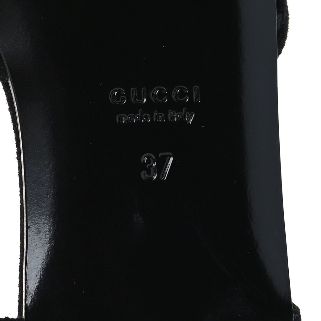 Suede Mesh Crystal GG Monogram Slingback Ballet Flats 39.5 Black 39 Black