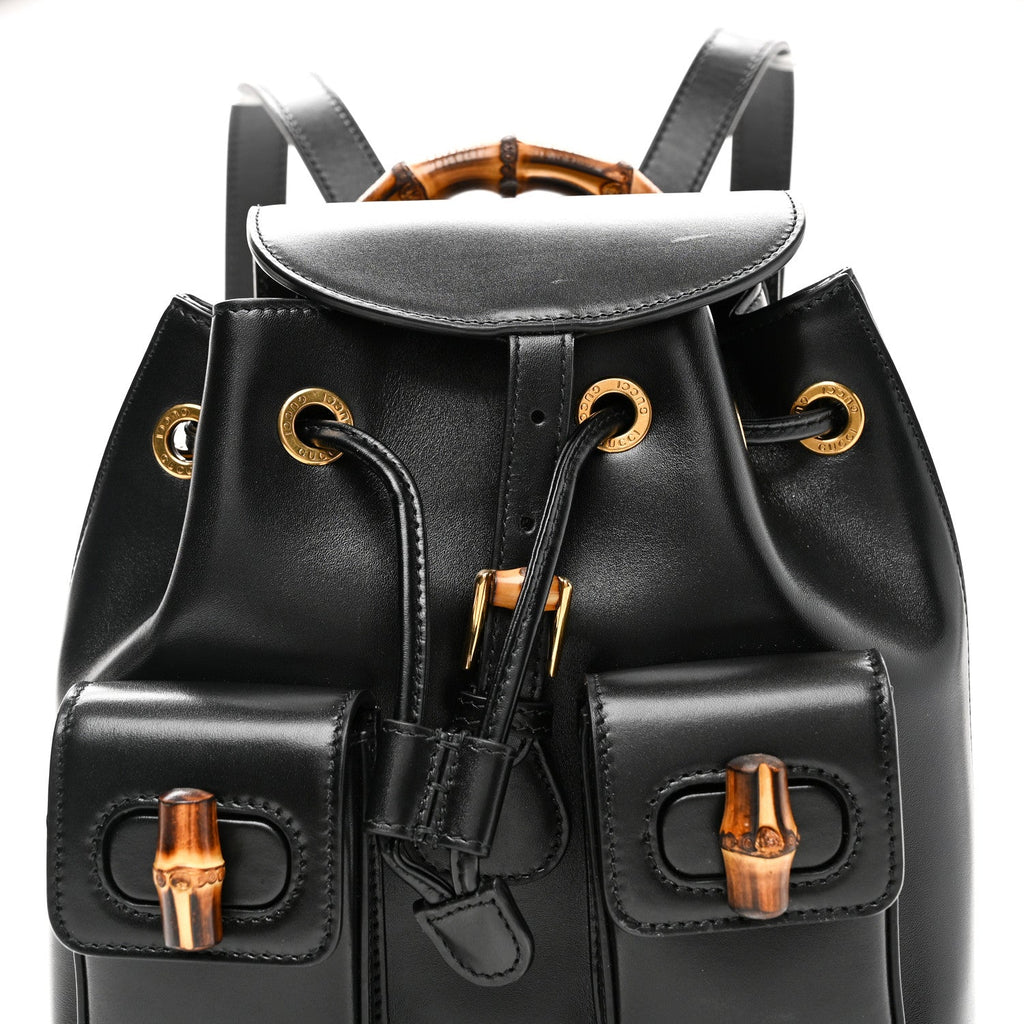 Calfskin Bamboo Backpack Black