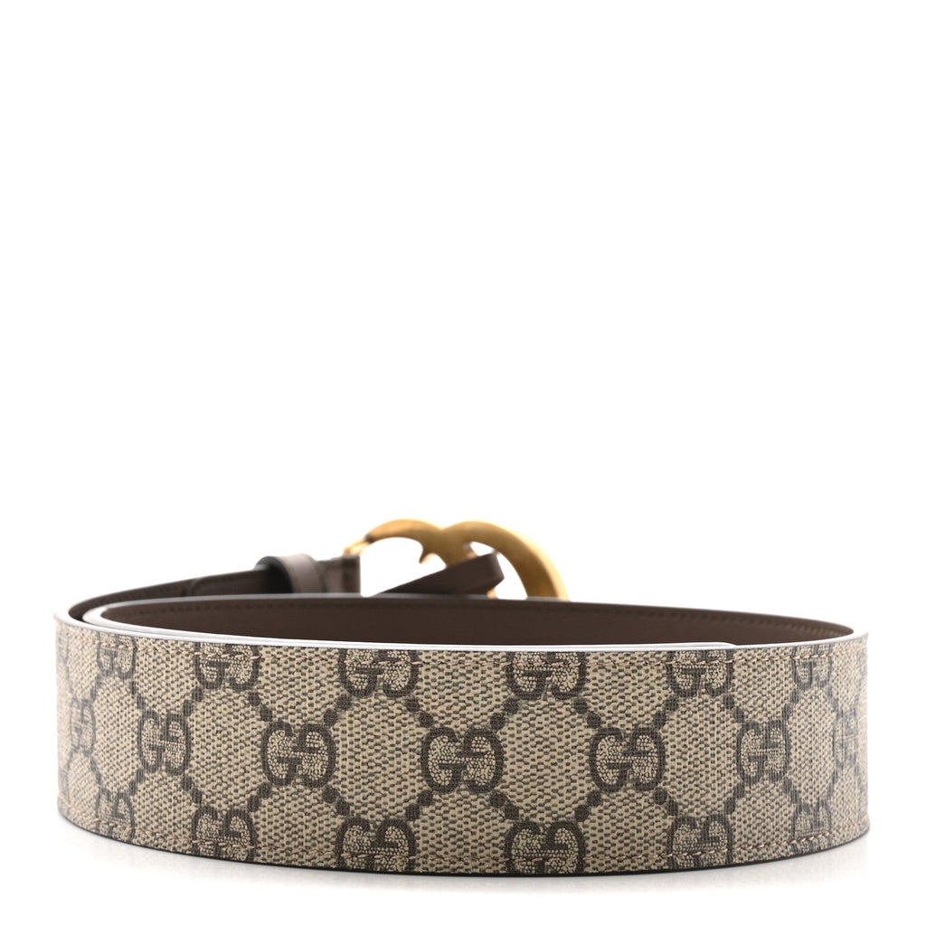 GG Supreme Monogram Matte Plutone Calfskin Double G 40mm Belt 75 30 Beige Ebony New Acero