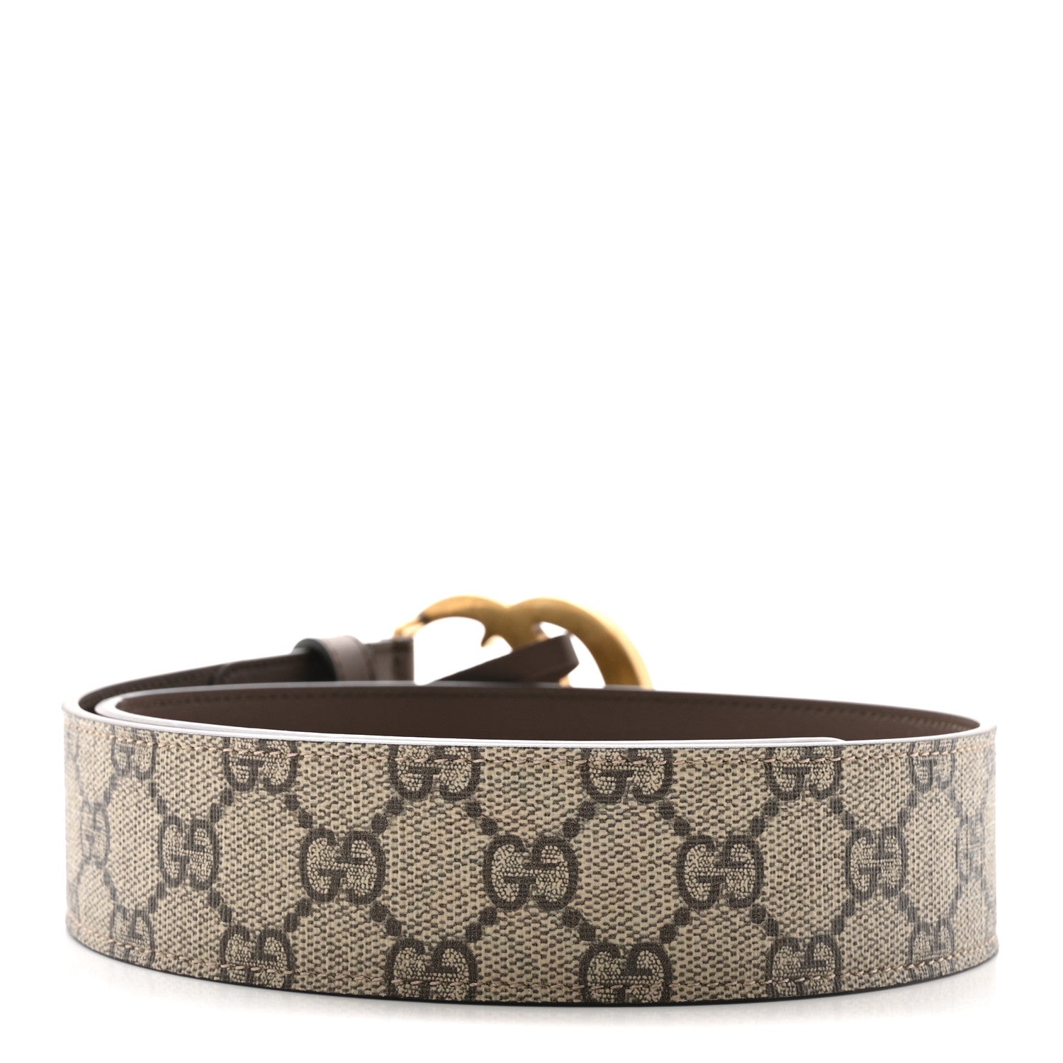 GG Supreme Monogram Matte Plutone Calfskin Double G 40mm Belt 75 30 Beige Ebony New Acero