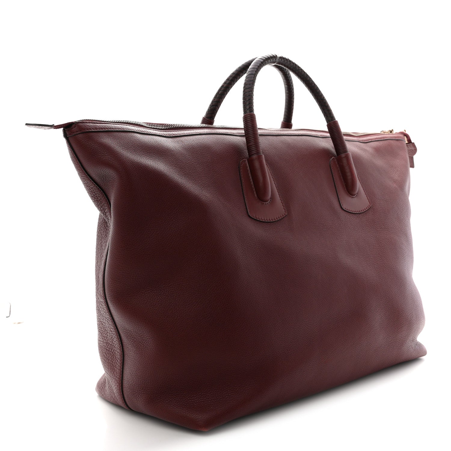 Grained Calfskin Duffle Bag Burgundy
