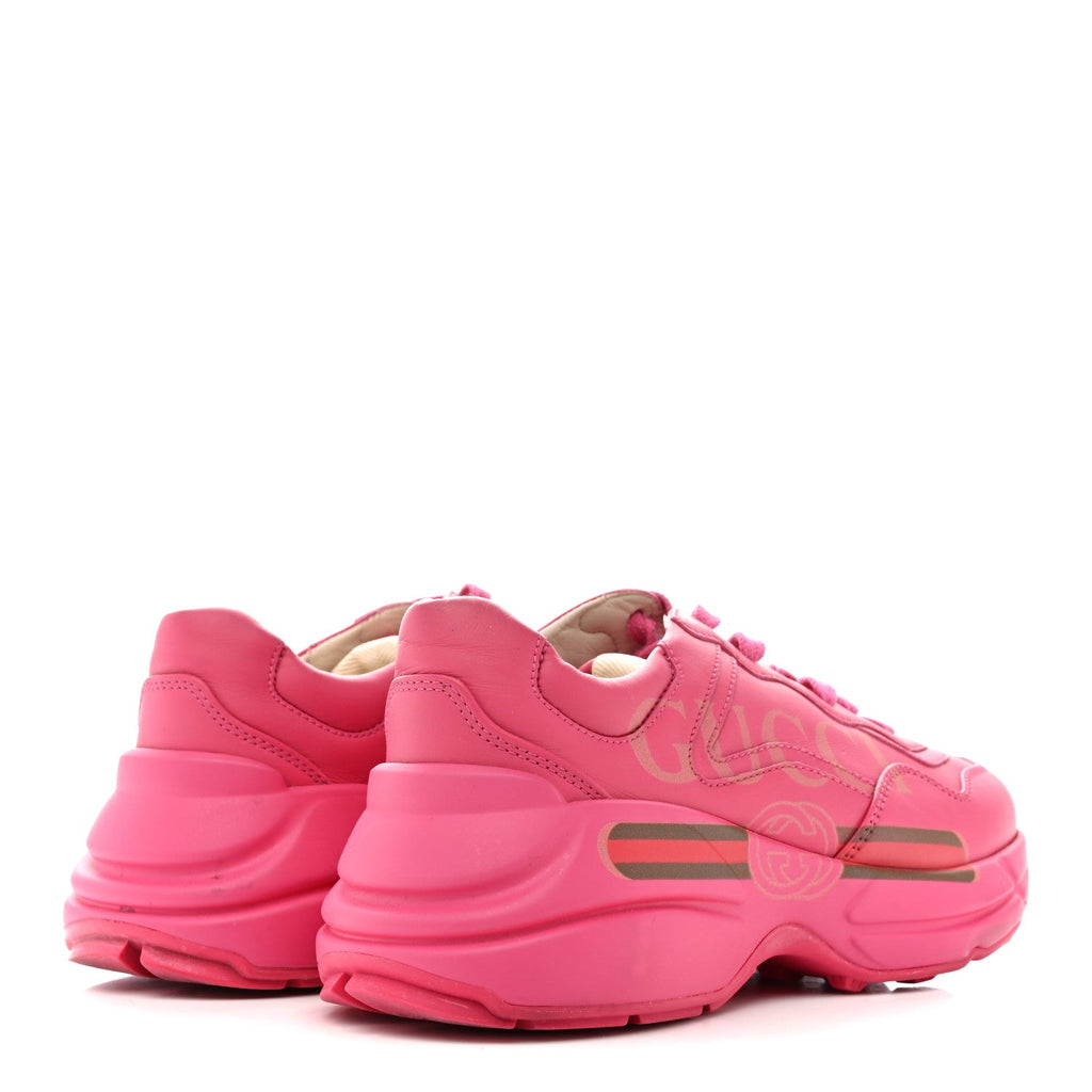 Calfskin Logo Womens Rhyton Sneakers 35 Box Pink