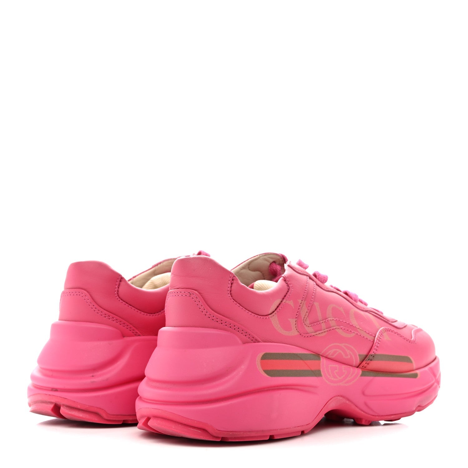 Calfskin Logo Womens Rhyton Sneakers 35 Box Pink