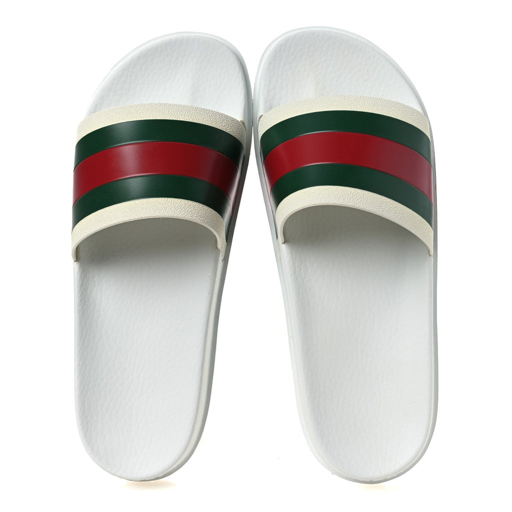 Rubber Web Mens Lug Sole Slide Sandals Great 10 White Green Red
