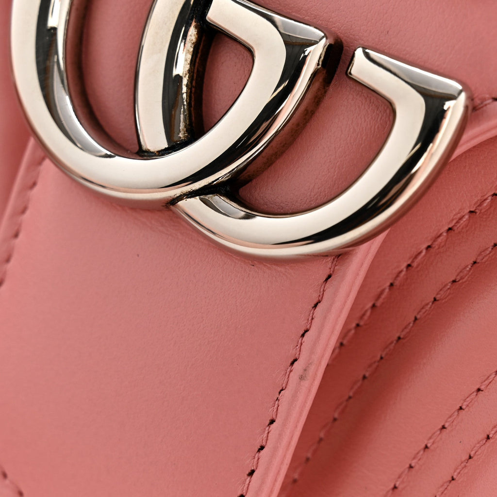 Calfskin Matelasse Small GG Marmont Shoulder Bag Wild Rose