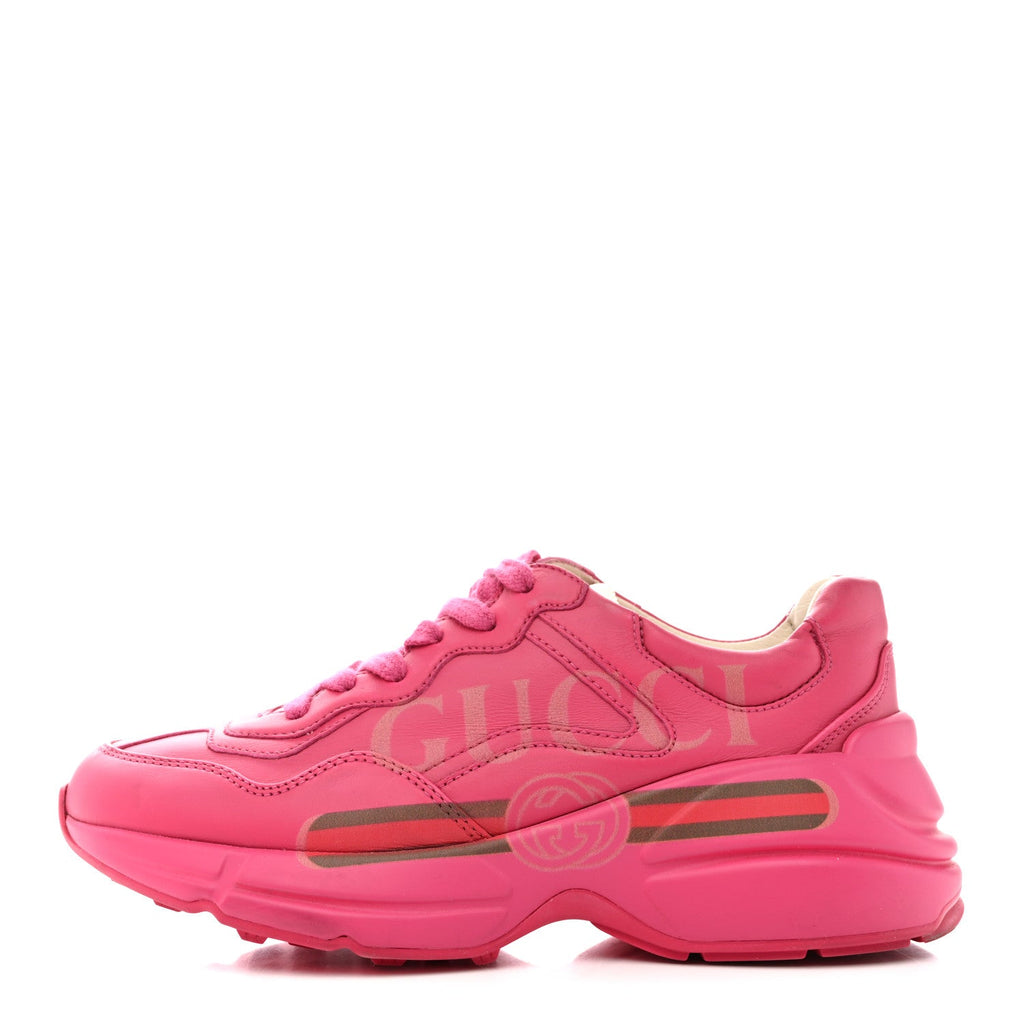Calfskin Logo Womens Rhyton Sneakers 35 Box Pink