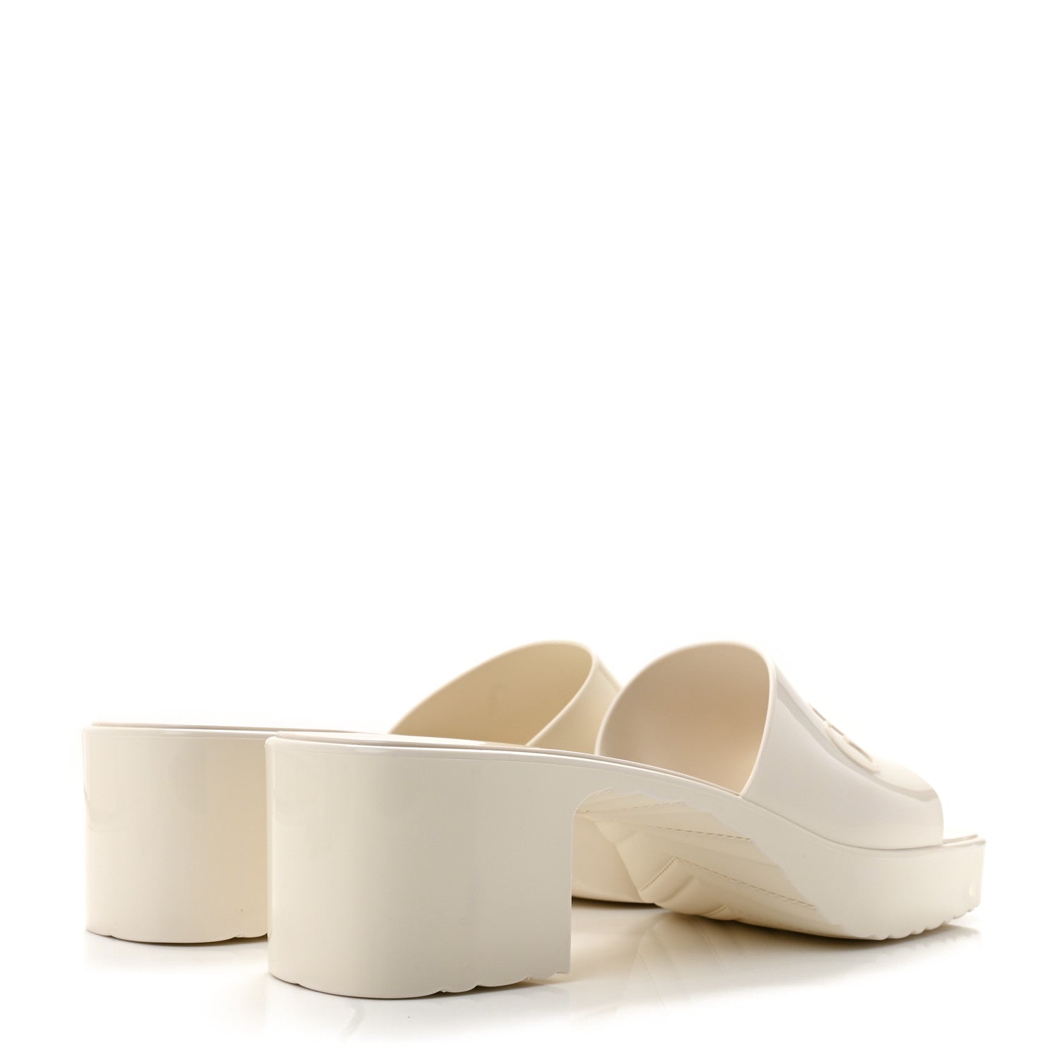 Rubber Gucci Logo Womens Platform 20/60mm Slide Sandals 40 Mystic White