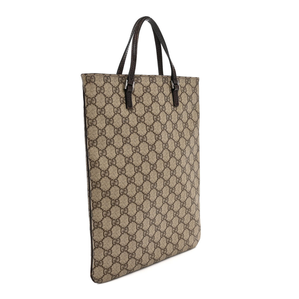 GG Plus Monogram Flat Vertical Tote Dark Brown