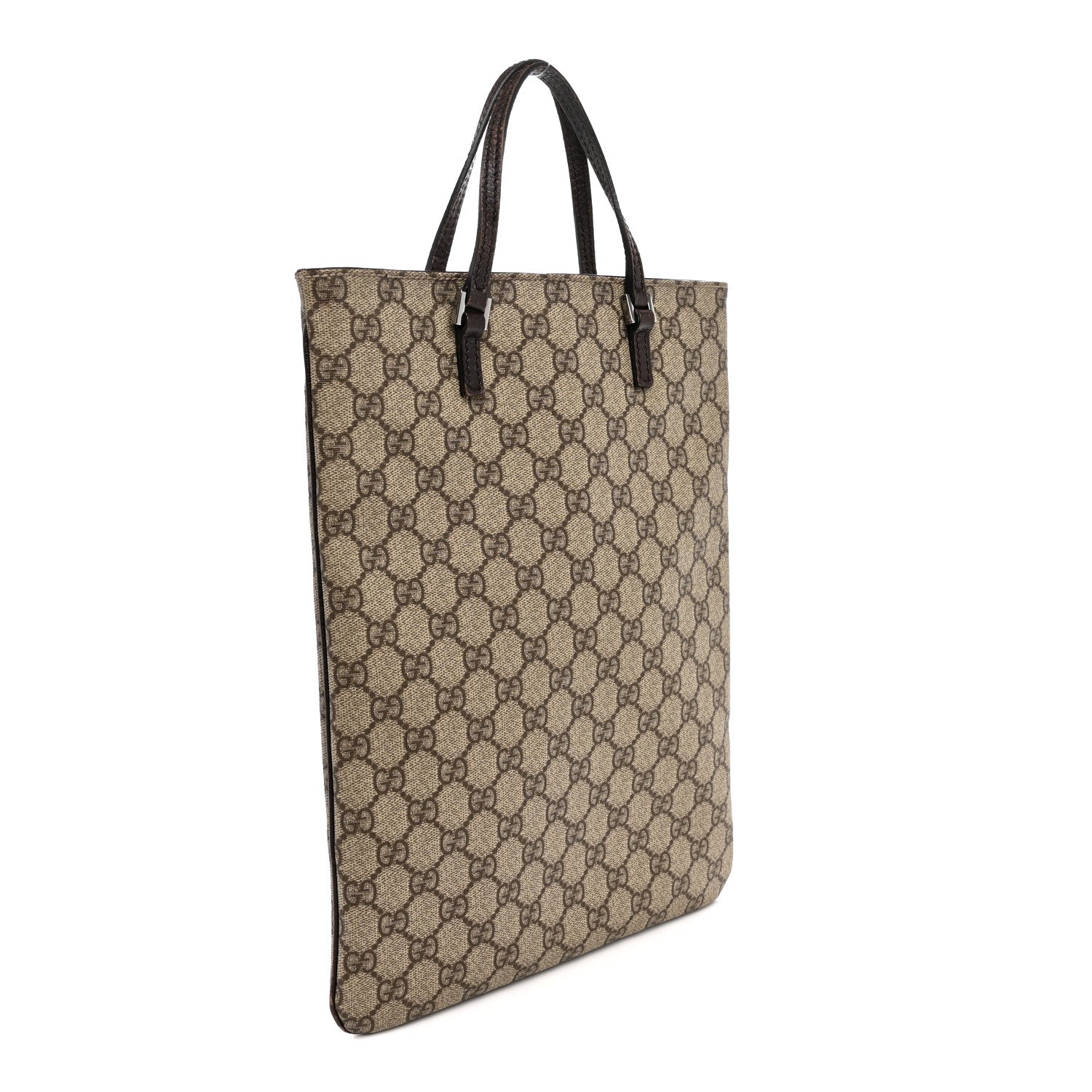 GG Plus Monogram Flat Vertical Tote Dark Brown