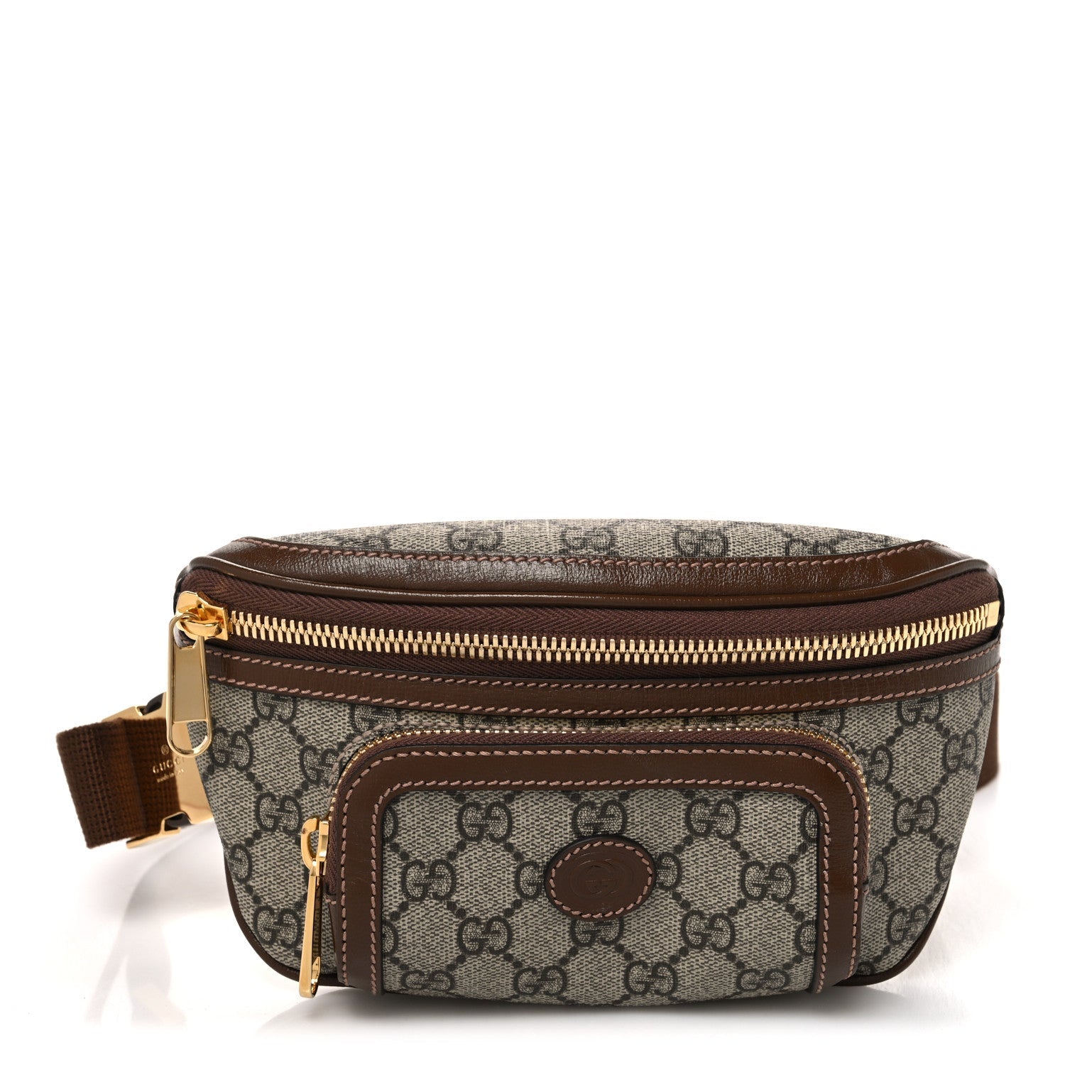 GG Supreme Monogram Textured Calfskin Retro Interlocking G Belt Bag Beige Ebony Brown Sugar