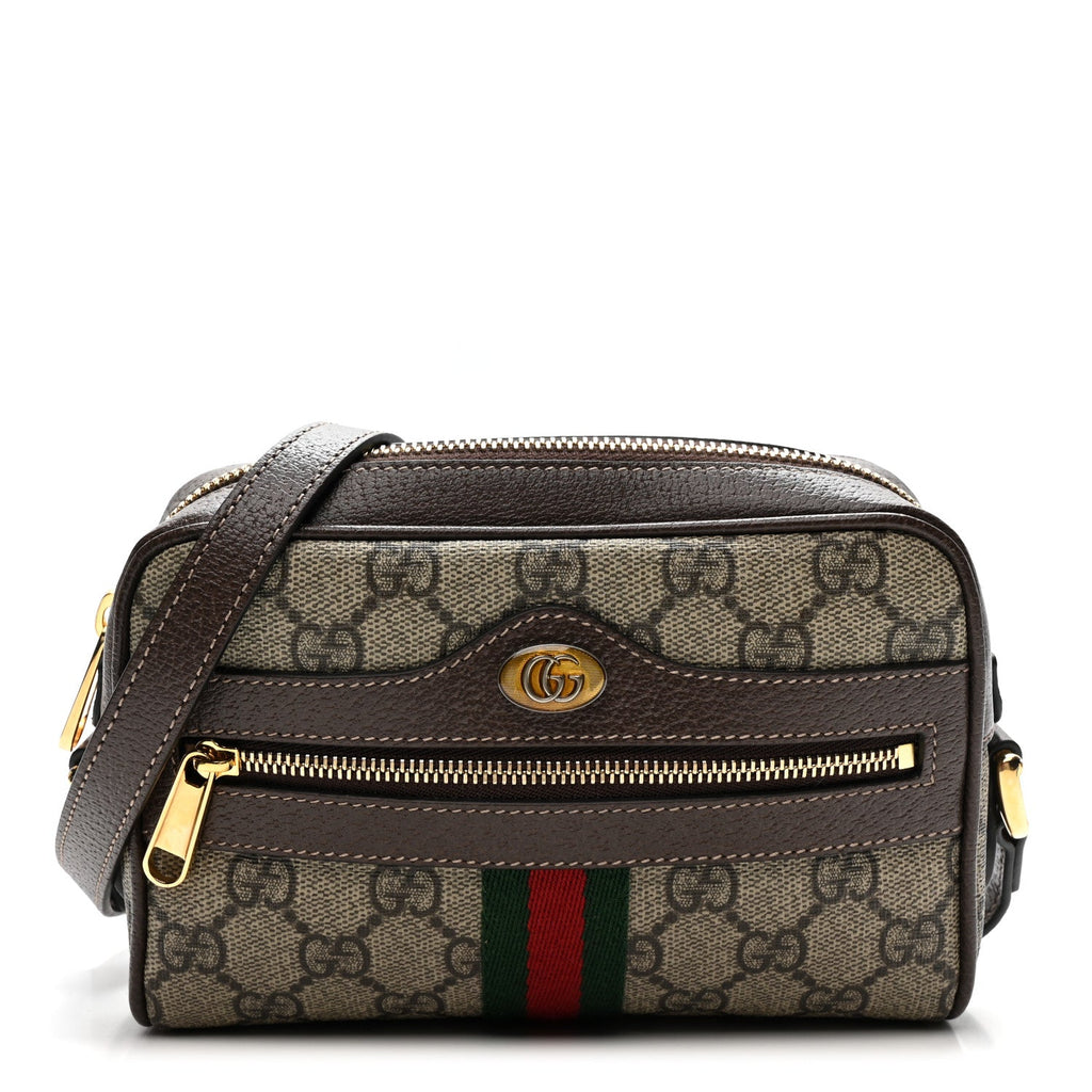GG Supreme Monogram Web Mini Ophidia Shoulder Bag Brown