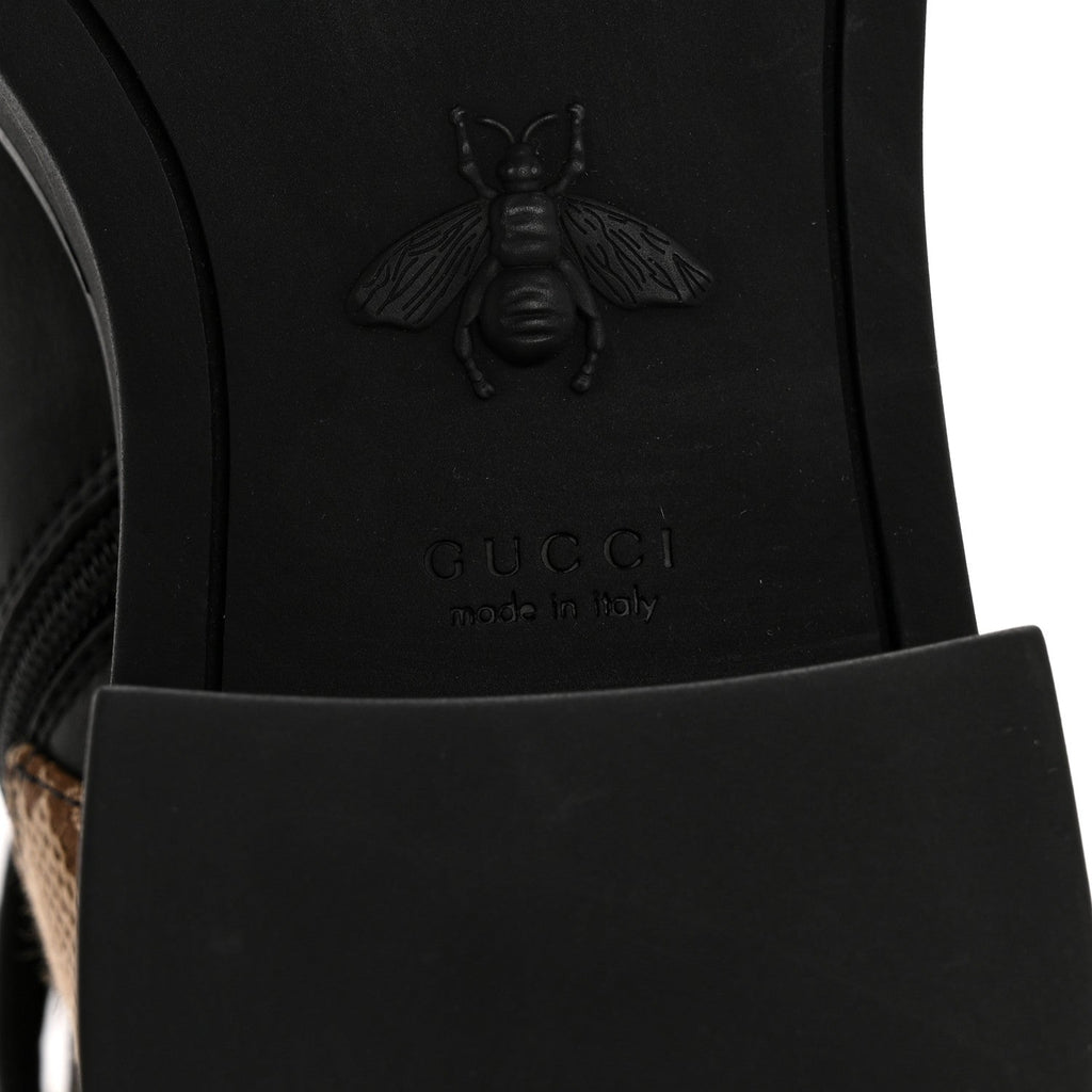 Flores Calfskin Monogram Maxi GG Nappa Matelasse Double G 40mm Ankle Boots 36.5 Black Camel Ebony