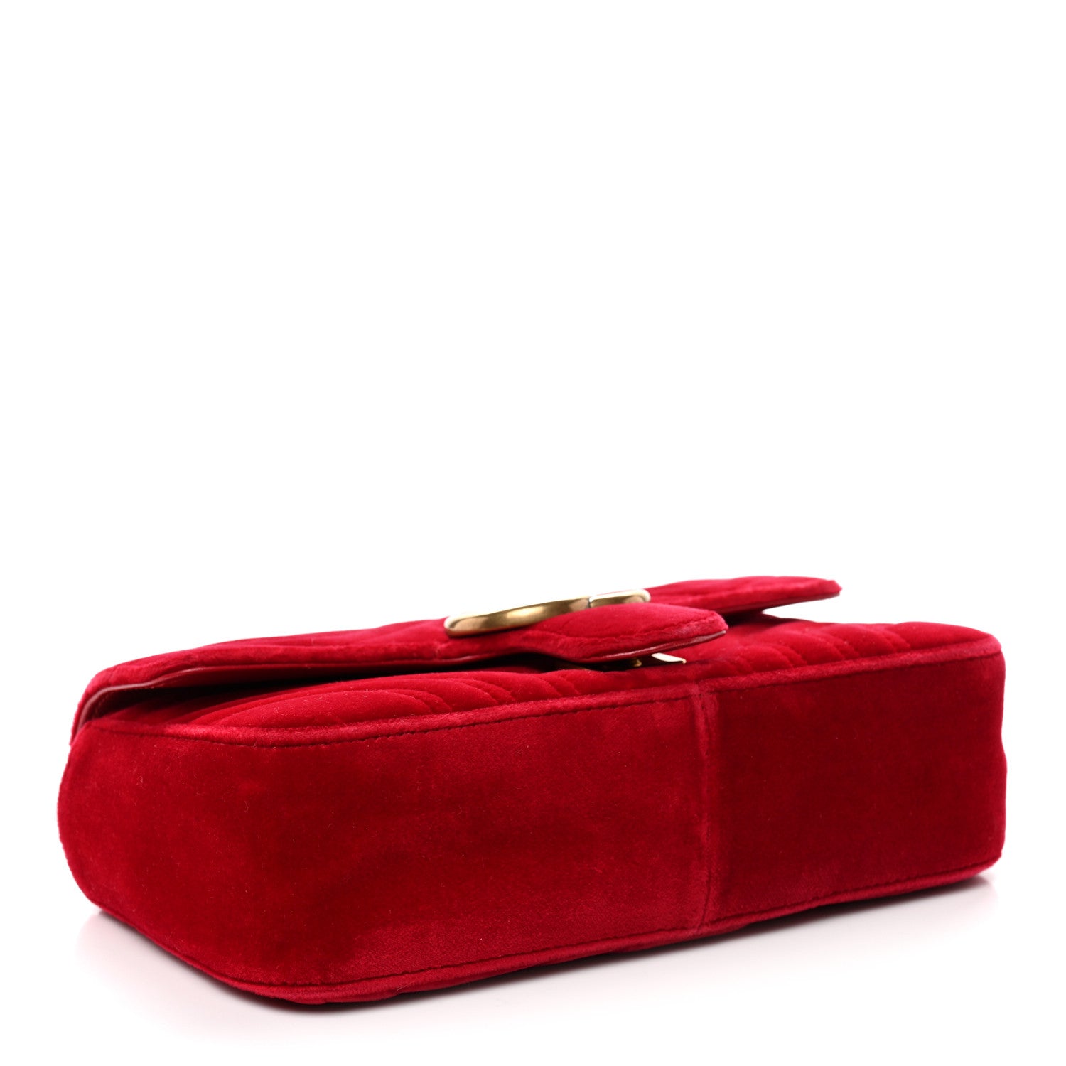 Velvet Matelasse Mini GG Marmont Shoulder Bag Hibiscus Red