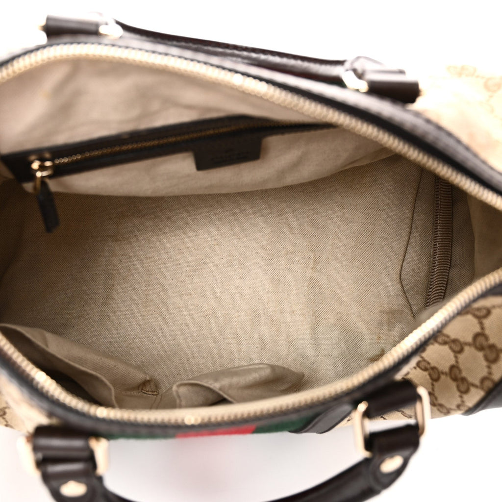 Monogram Selleria Calfskin Vintage Web Medium Boston Beige Ebony Cocoa