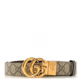GG Supreme Monogram Plutone Calfskin Double G Reversible 30mm Belt 85 34 Beige Ebony Brown