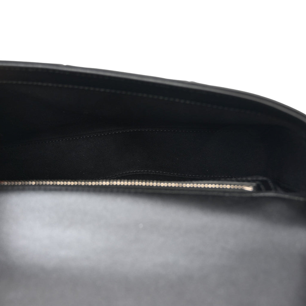 Senna Calfskin Lines Petite GG Top Handle Shoulder Bag Black Mystic White