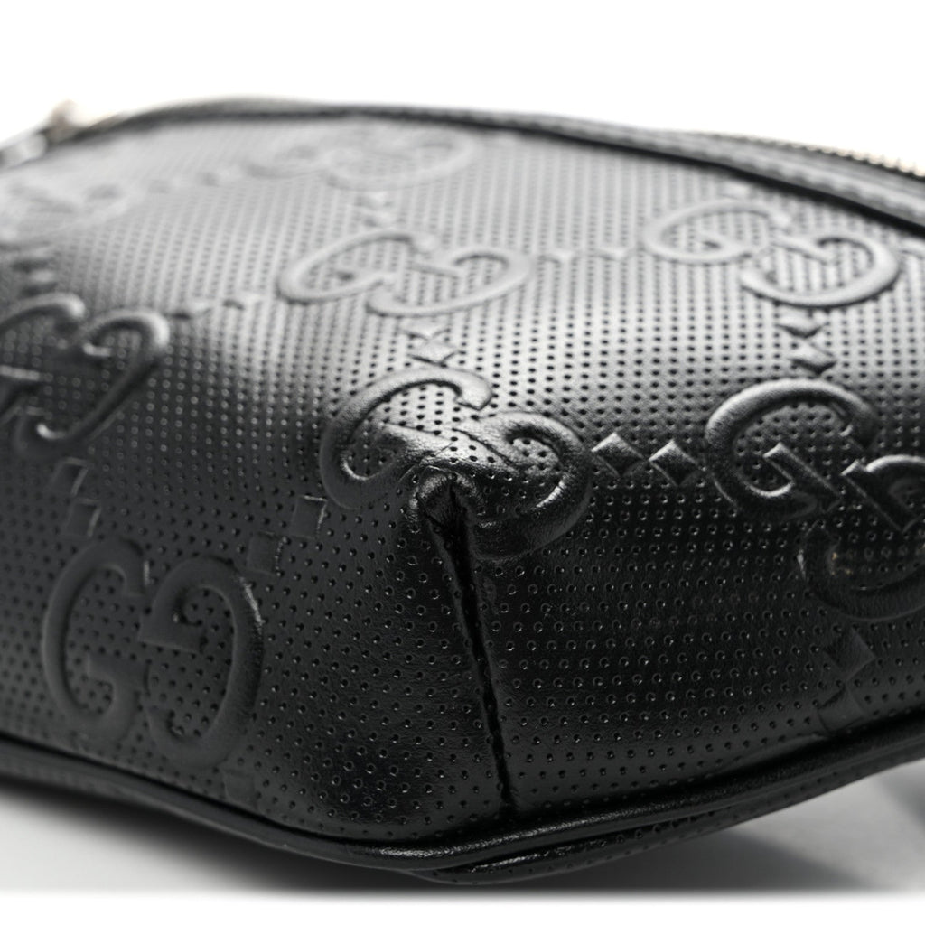 Calfskin GG Tennis Embossed Belt Bag Black