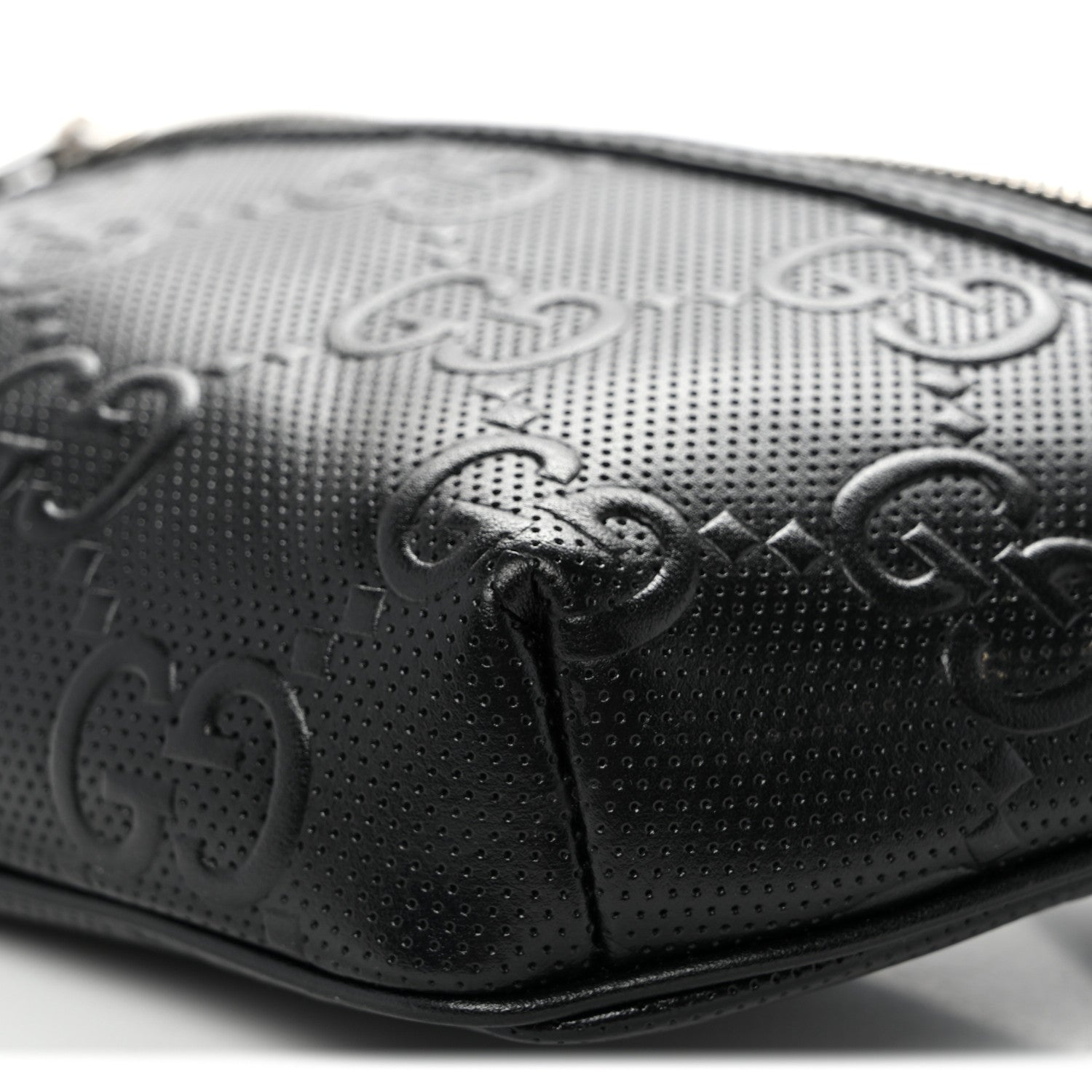 Calfskin GG Tennis Embossed Belt Bag Black