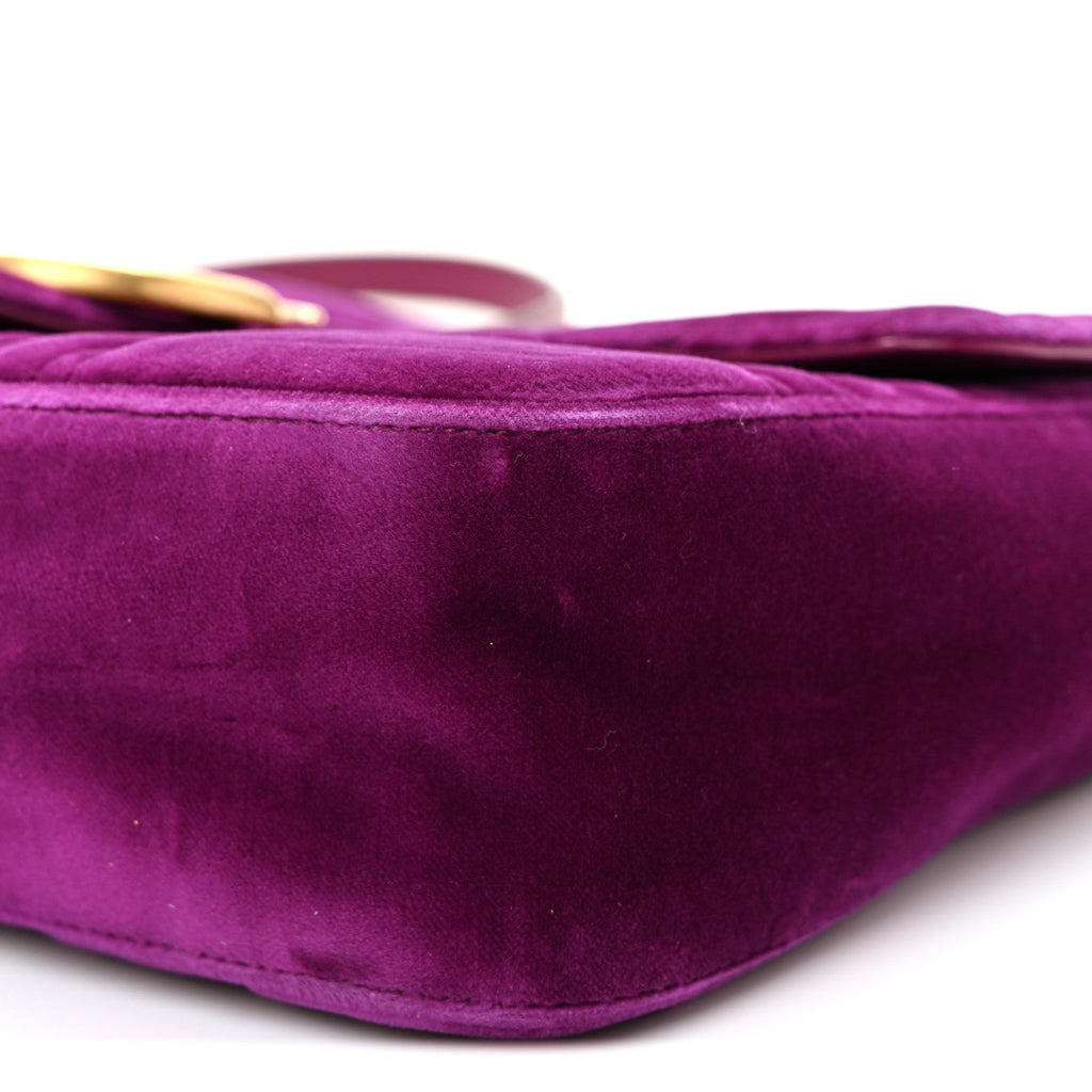 Velvet Matelasse Medium GG Marmont Shoulder Bag Fuchsia Violet Cyclamen